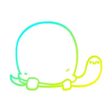 Cold gradient line drawing cute cartoon tortoise Stock Illustration