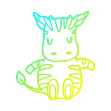 Cold gradient line drawing cute zebra Stock Illustration
