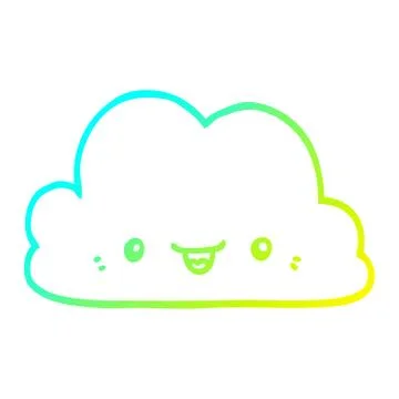 Cold gradient line drawing cute cartoon cloud 스톡 일러스트