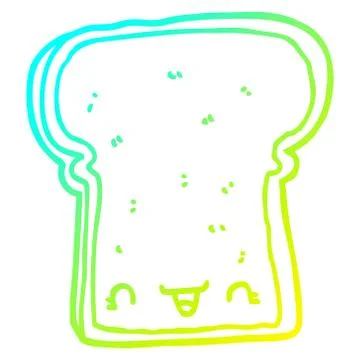 Cold gradient line drawing cute cartoon slice of bread Stock Illustration