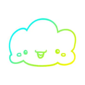 Cold gradient line drawing cute cartoon cloud 스톡 일러스트