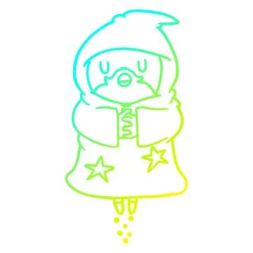 Cold gradient line drawing floating wizard Ilustração Stock