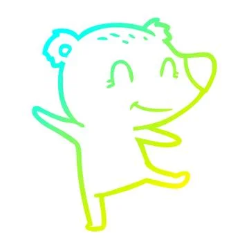Cold gradient line drawing friendly bear dancing Stock Illustration