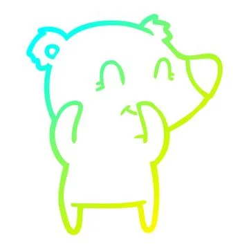 Cold gradient line drawing giggling polar bear cartoon Stock Illustration