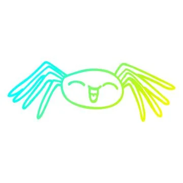 Cold gradient line drawing happy cartoon spider Illustrazione stock