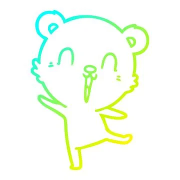 Cold gradient line drawing happy cartoon polar bear dancing Stock Illustration