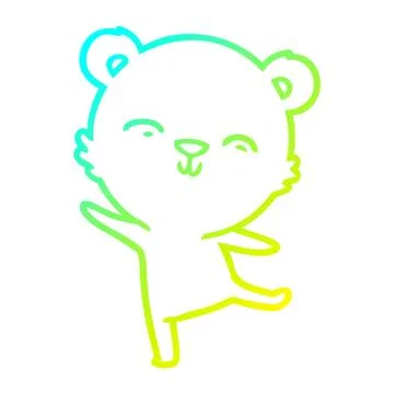 Cold gradient line drawing happy cartoon polar bear dancing Stock Illustration