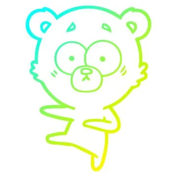 Cold gradient line drawing nervous dancing bear cartoon Illustrazione stock