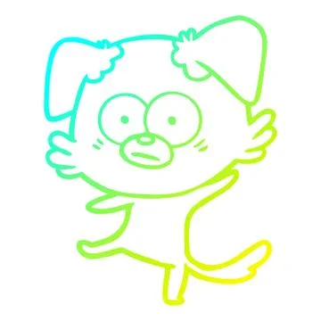 Cold gradient line drawing nervous dog cartoon イラスト素材