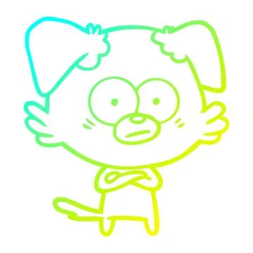 Cold gradient line drawing nervous dog cartoon イラスト素材