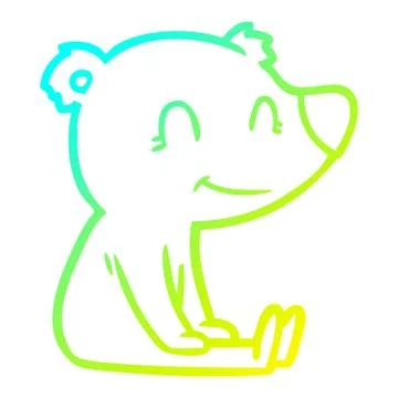Cold gradient line drawing sitting bear cartoon イラスト素材