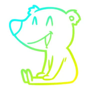 Cold gradient line drawing sitting bear cartoon 스톡 일러스트
