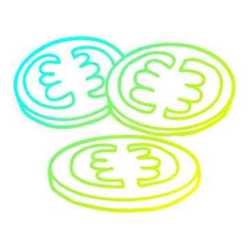 Cold gradient line drawing sliced tomatoes cartoon Stockillustratie