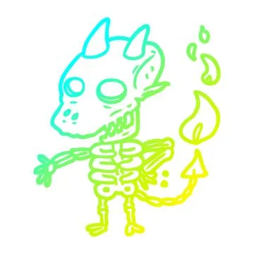 Cold gradient line drawing spooky skeleton demon Stock-Illustration
