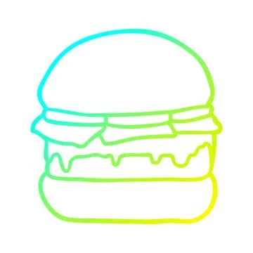 Cold gradient line drawing stacked burger Illustrazione stock
