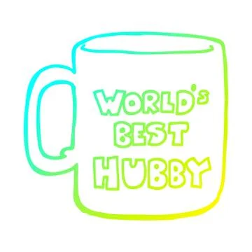 Cold gradient line drawing worlds best hubby mug Stock Illustration