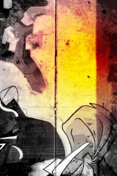 Cold graffiti over old dirty wall, urban hip hop background gray texture pain Stock Illustration