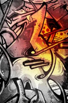 Cold graffiti over old dirty wall, urban hip hop background gray texture pain Stock Illustration