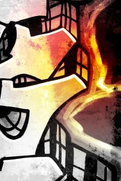 Cold graffiti over old dirty wall, urban hip hop background gray texture pain Stock Illustration