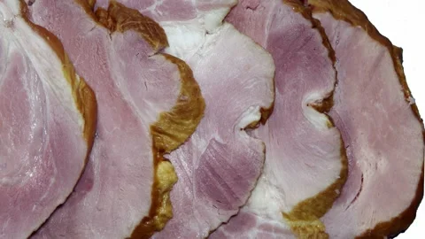 Cold ham sliced close up Stock Footage 124362887