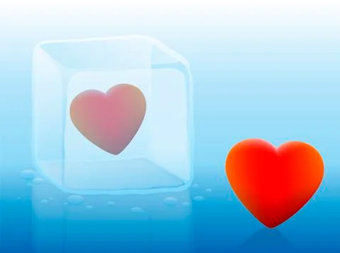 Cold Heart Ice Cube Stock Illustration