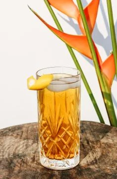 Cold Ice tea with lemons isolated on white wall 写真素材