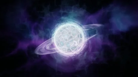 Cold icy alien star animation, cracked frozen core surrounded by magical energy 動画素材 347011768