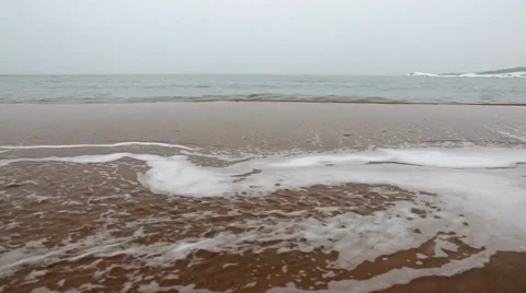 A cold icy winter shoreline Stock Footage 34093748