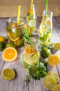 Cold lemon water Stock Photos