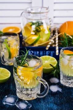 Cold lemonade with citrus Stock Photos