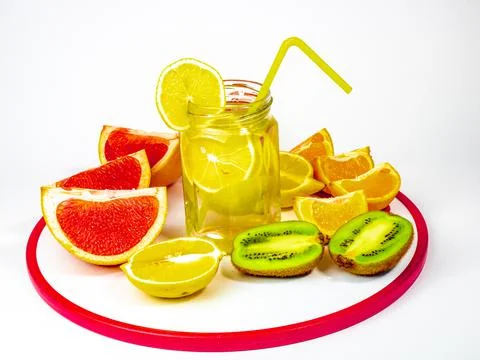Cold lemonade in a decanter. Refreshing cold oranges lemonade in a carafe on  Stock Photos