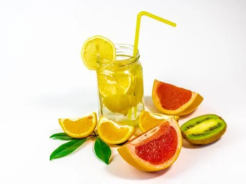 Cold lemonade in a decanter. Refreshing cold oranges lemonade in a carafe on  Stock Photos