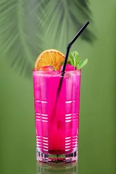 Cold lemonade with dragon fruit, orange and coconut juice Foto stock