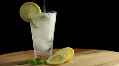 Cold Lemonade with Ice Stock Footage 50313212
