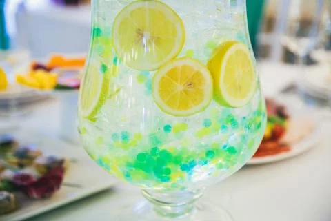 Cold lemonade with ice Stockfoto's