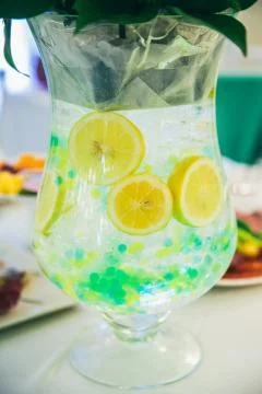 Cold lemonade with ice Stock Photos