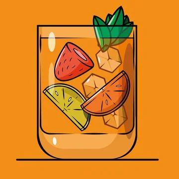 Cold lemonade with lemon lime and mint Stock Illustration