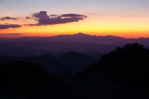 Cold light on the horizon Stock Photos