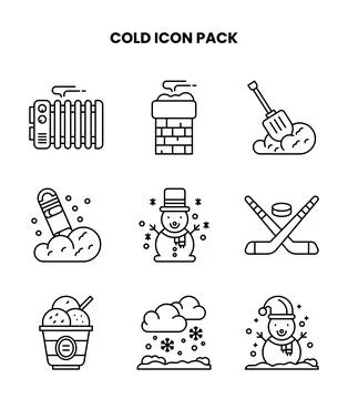 Cold Line Collection Icons Pack Stock Illustration