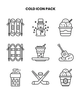 Cold Line Collection Icons Pack Stock Illustration