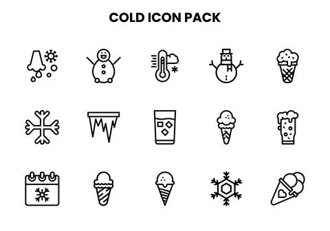 Cold Line Design Icons Pack Stock Illustration