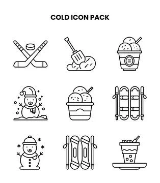 Cold Line Icons Pack Stock Illustration