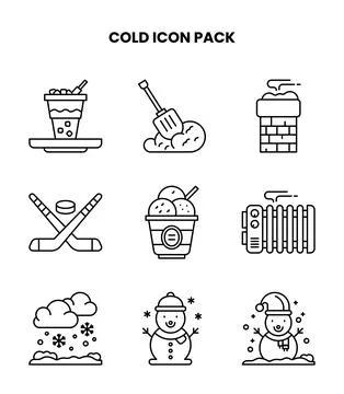 Cold Line Icons Pack Stock Illustration