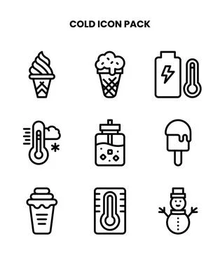 Cold Line Icons Pack Stock Illustration