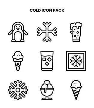 Cold Line Set Icons Pack Stock Illustration