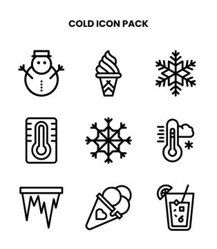 Cold Line Vector Icons Pack Stock Illustration