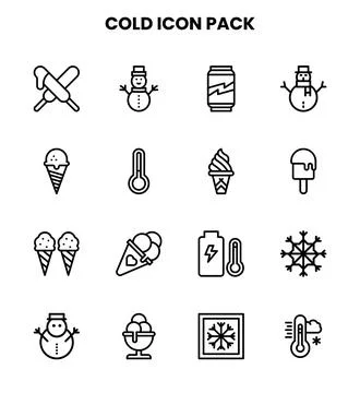 Cold Line Vector Icons Pack Stock Illustration