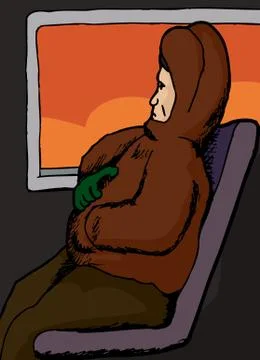 Cold man on train Stock Illustration