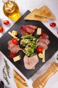 Cold meat board Stock Photos