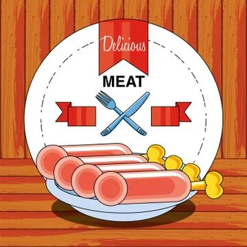 Cold meats products menu Stock Illustration